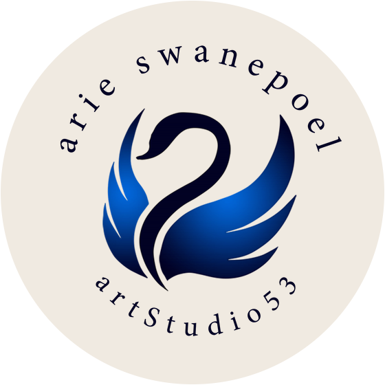 ArtStudio53 logo: a blue swan in a round seal